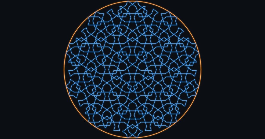 An Islamic geometric star pattern generated as a circular strapwork panel