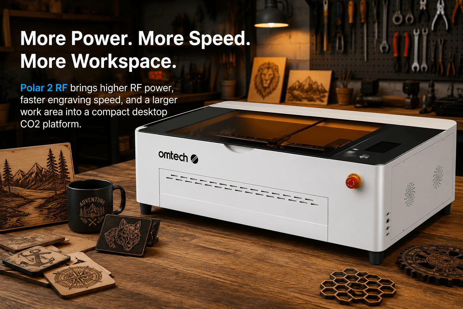OMTech Polar 2 RF desktop CO2 laser for a Polar 2 RF vs Polar Lite review