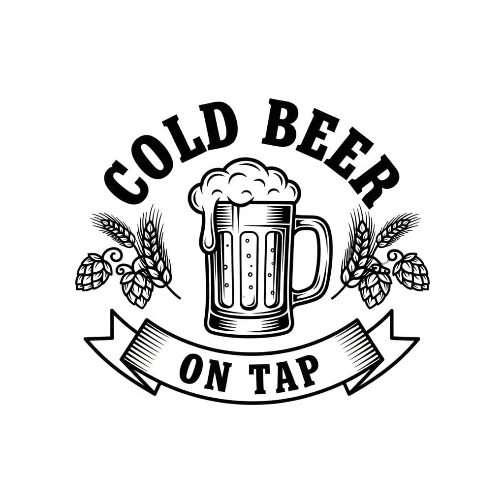 Laser cut SVG file of Cold Beer On Tap pub badge