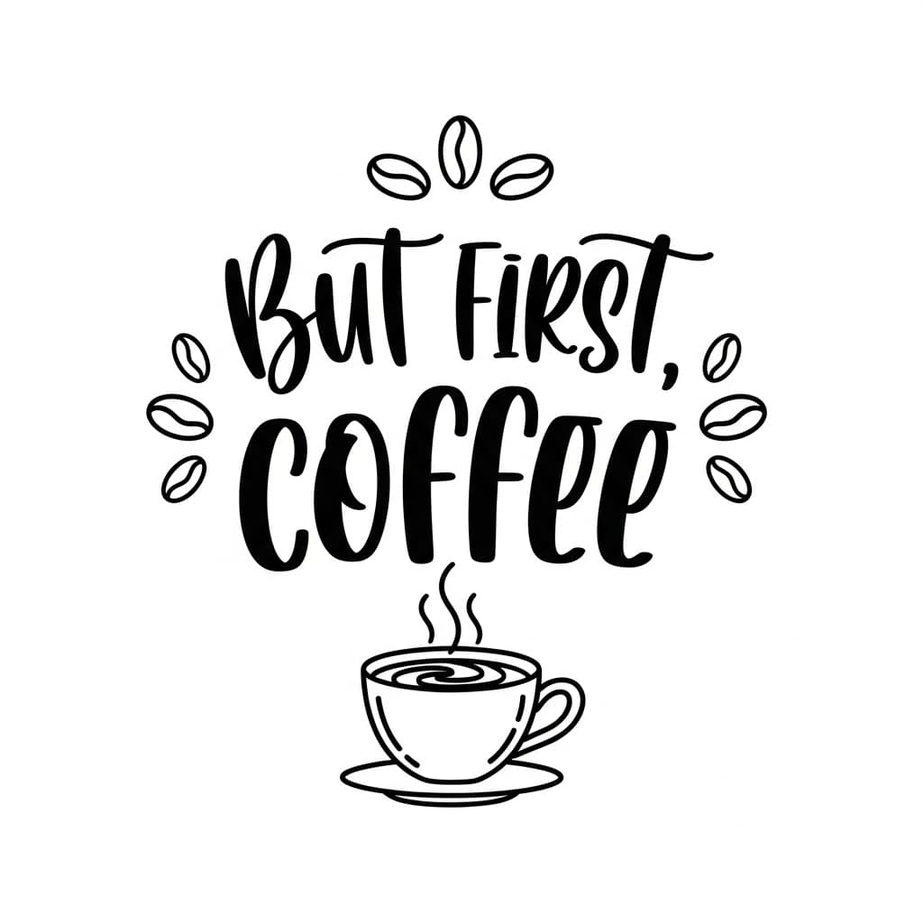 Laser cut SVG file of "But first, coffee" kitchen sign