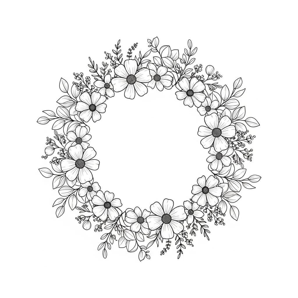 Laser cut SVG file of Wildflower wreath frame