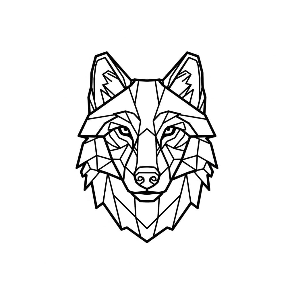 Laser cut SVG file of Geometric wolf head emblem