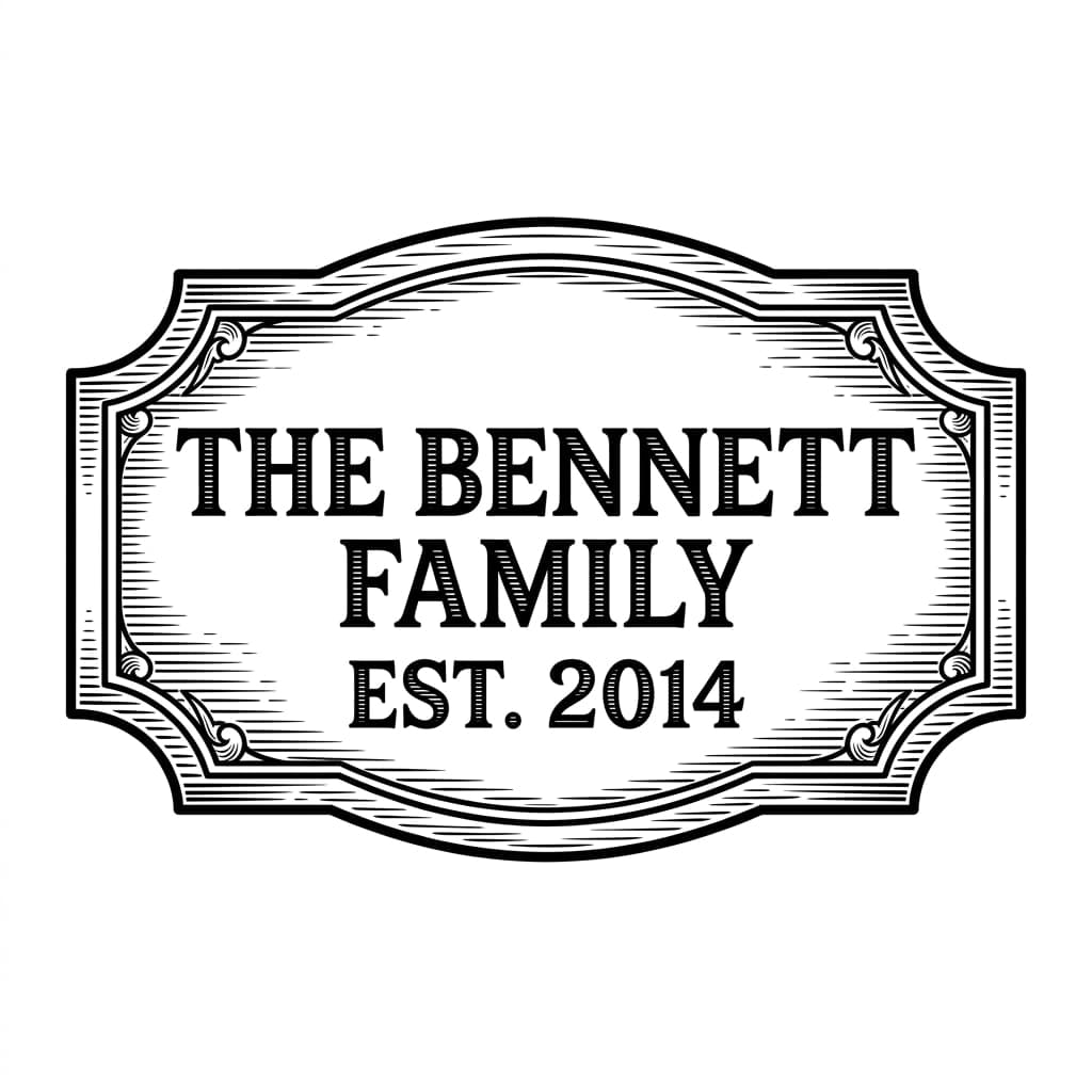 Sign reading "THE BENNETT FAMILY, EST. 2014"