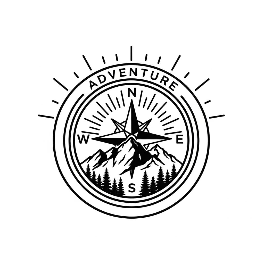 Laser cut SVG file of Adventure compass & mountain badge