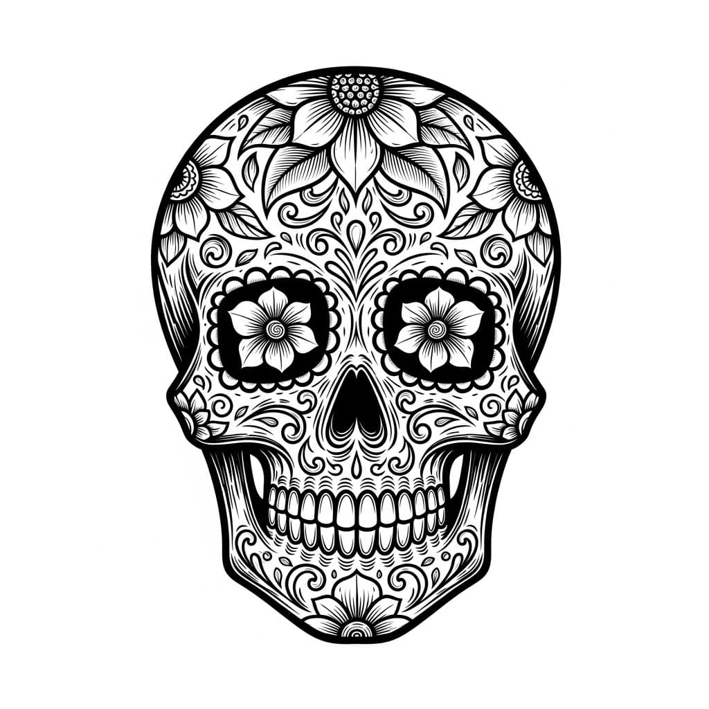 Laser cut SVG file of Sugar skull with florals