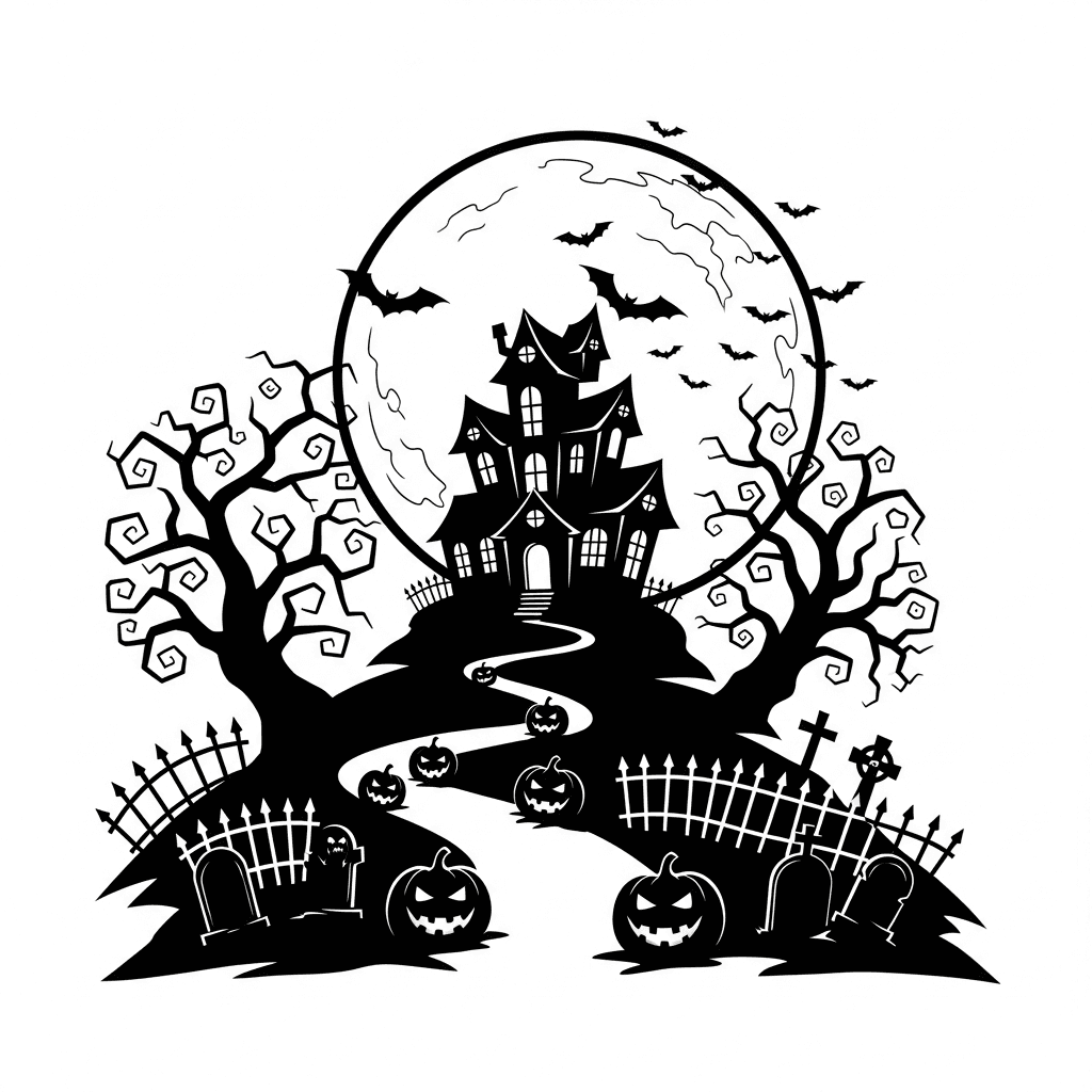 Haunted house Halloween laser design
