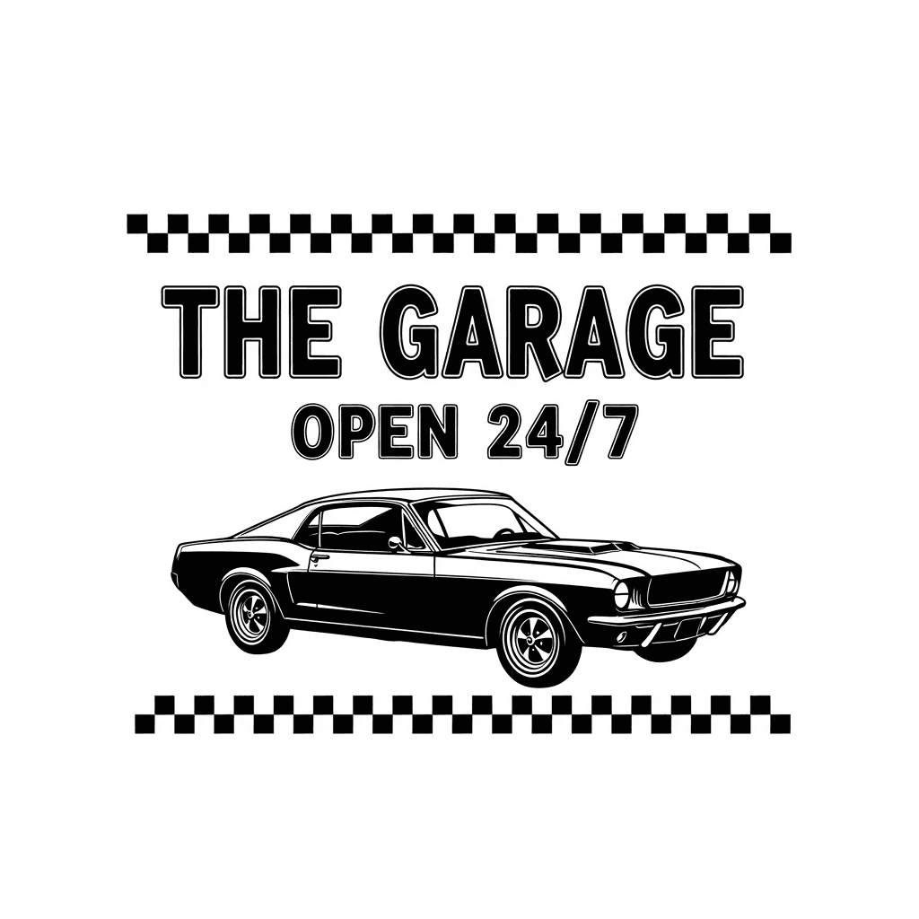 Garage sign retro laser design