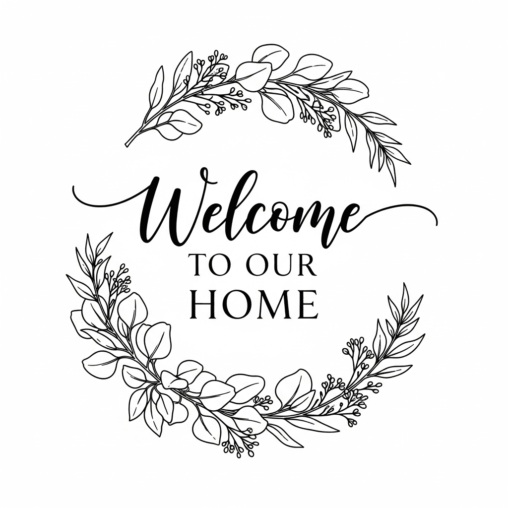 Welcome wreath laser engrave design