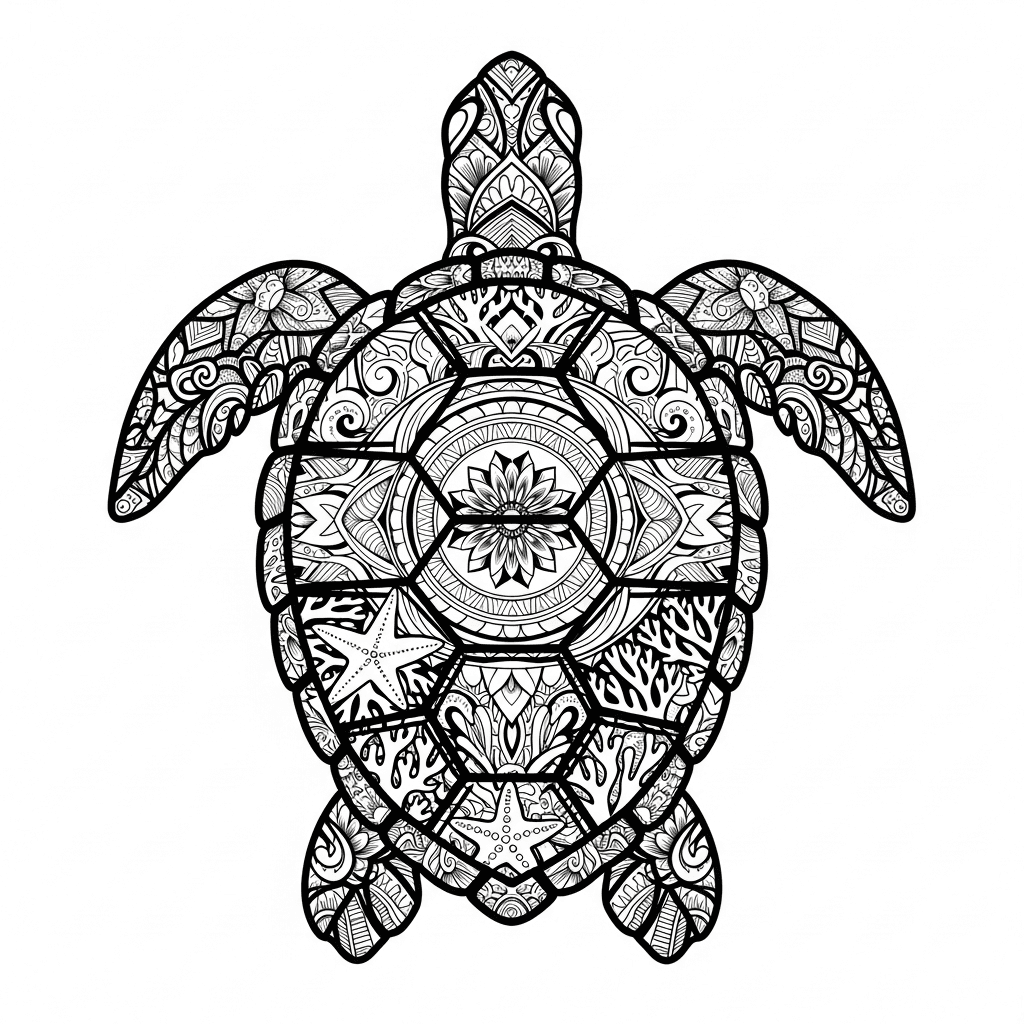 Sea turtle mandala laser design