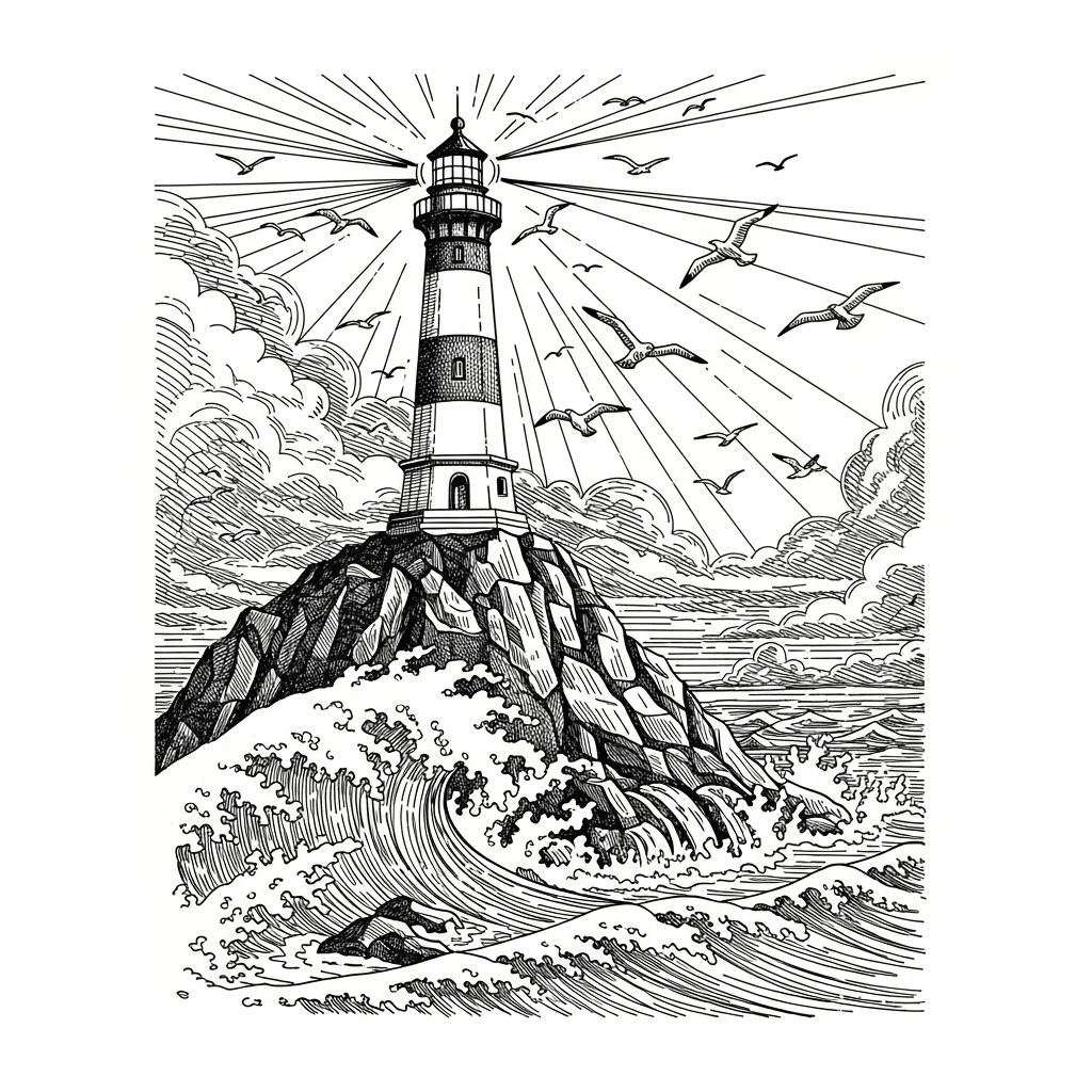 Lighthouse nautical laser engrave