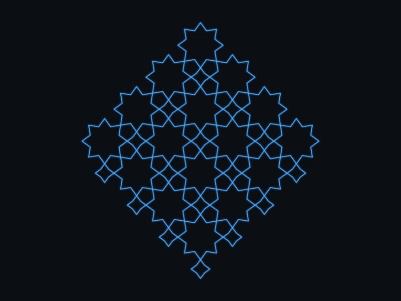 Eight-pointed star and cross Islamic geometric pattern (khatam) as a seamless tessellation