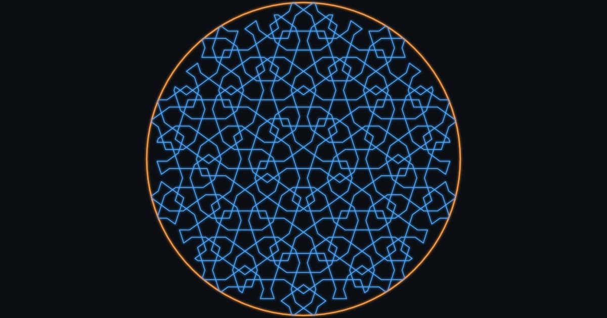 An Islamic geometric star pattern generated as a circular strapwork panel