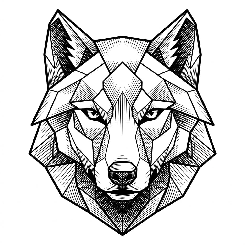 Laser cut SVG file of Geometric wolf head emblem