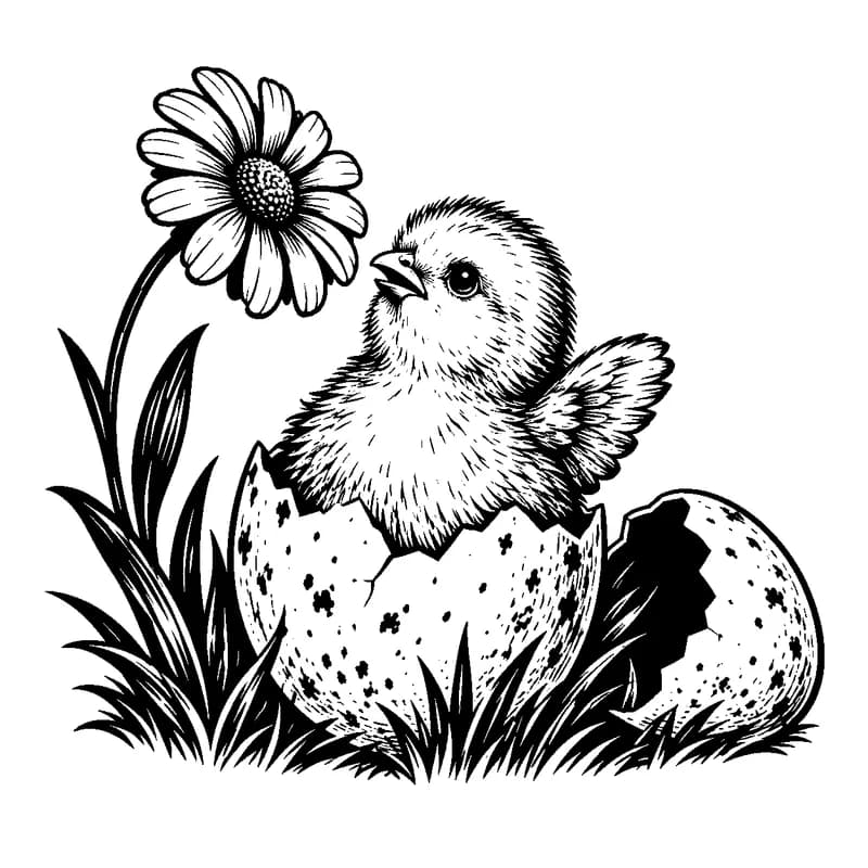 First Morning Chick: black-and-white easter laser engraving artwork
