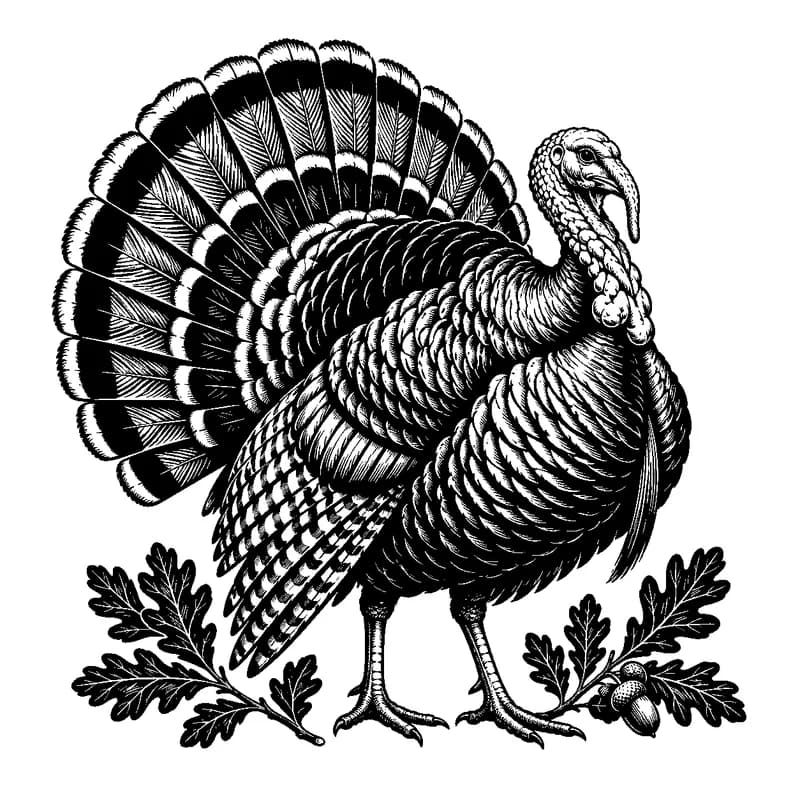 Harvest Turkey: black-and-white thanksgiving laser engraving artwork