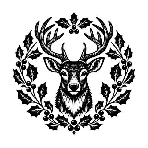 Reindeer Holly Wreath