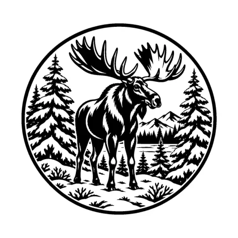 Moose Snowy Forest