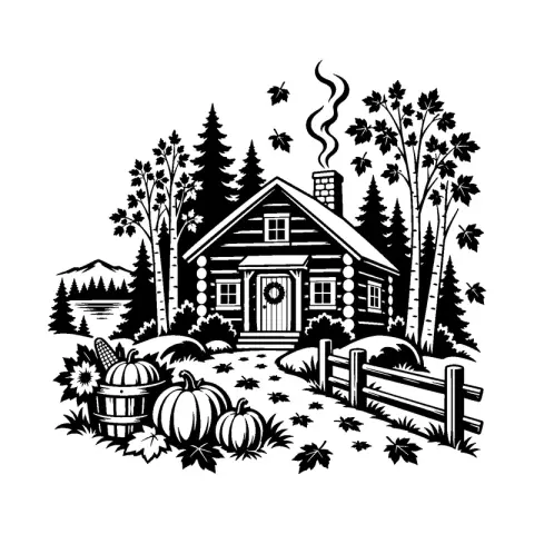 Autumn Cabin Woods