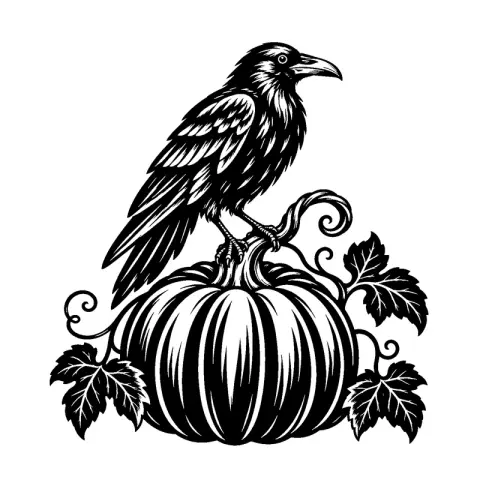 Crow On Pumpkin