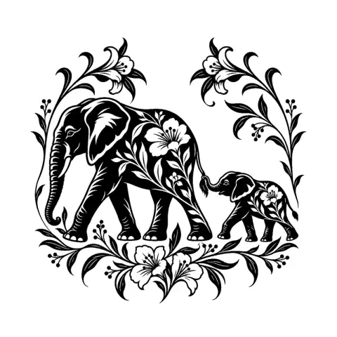 Elephant Mother Calf