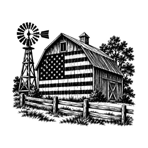 Barn With Flag