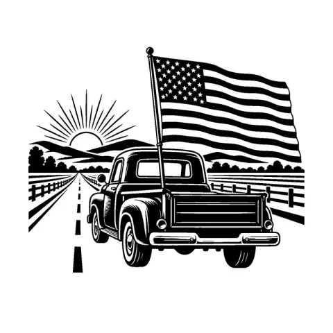 Truck With Flag