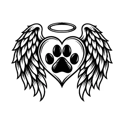 Angel Wings Paw Heart