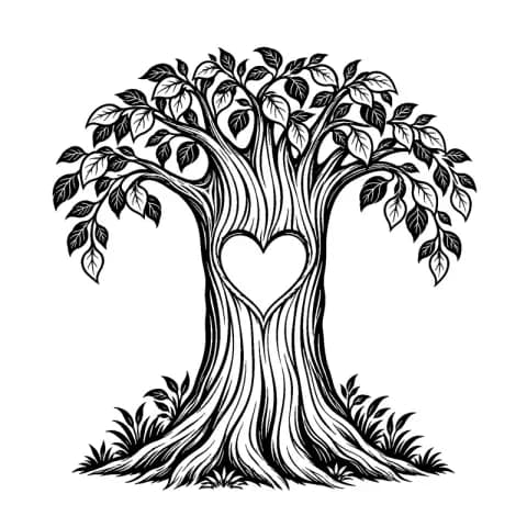 Carved Heart Tree
