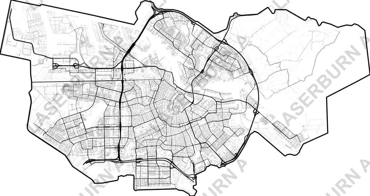 Amsterdam Netherlands street and canal map SVG preview for printable wall art
