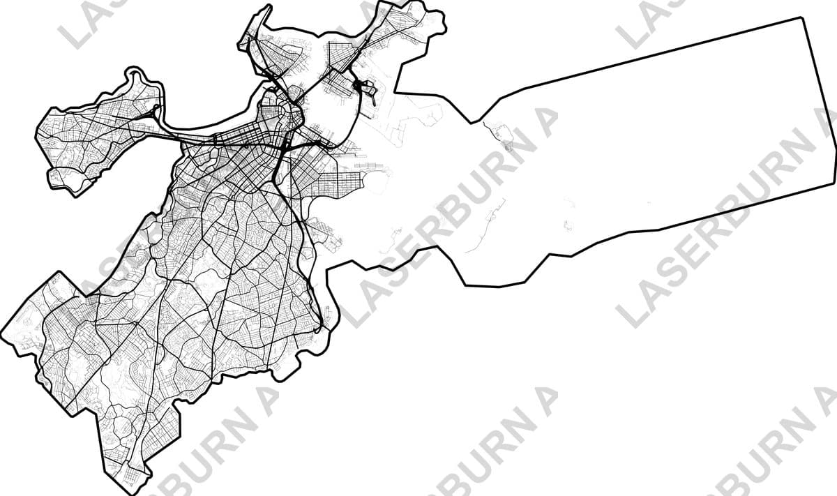 Boston Massachusetts city street map vector preview for laser projects