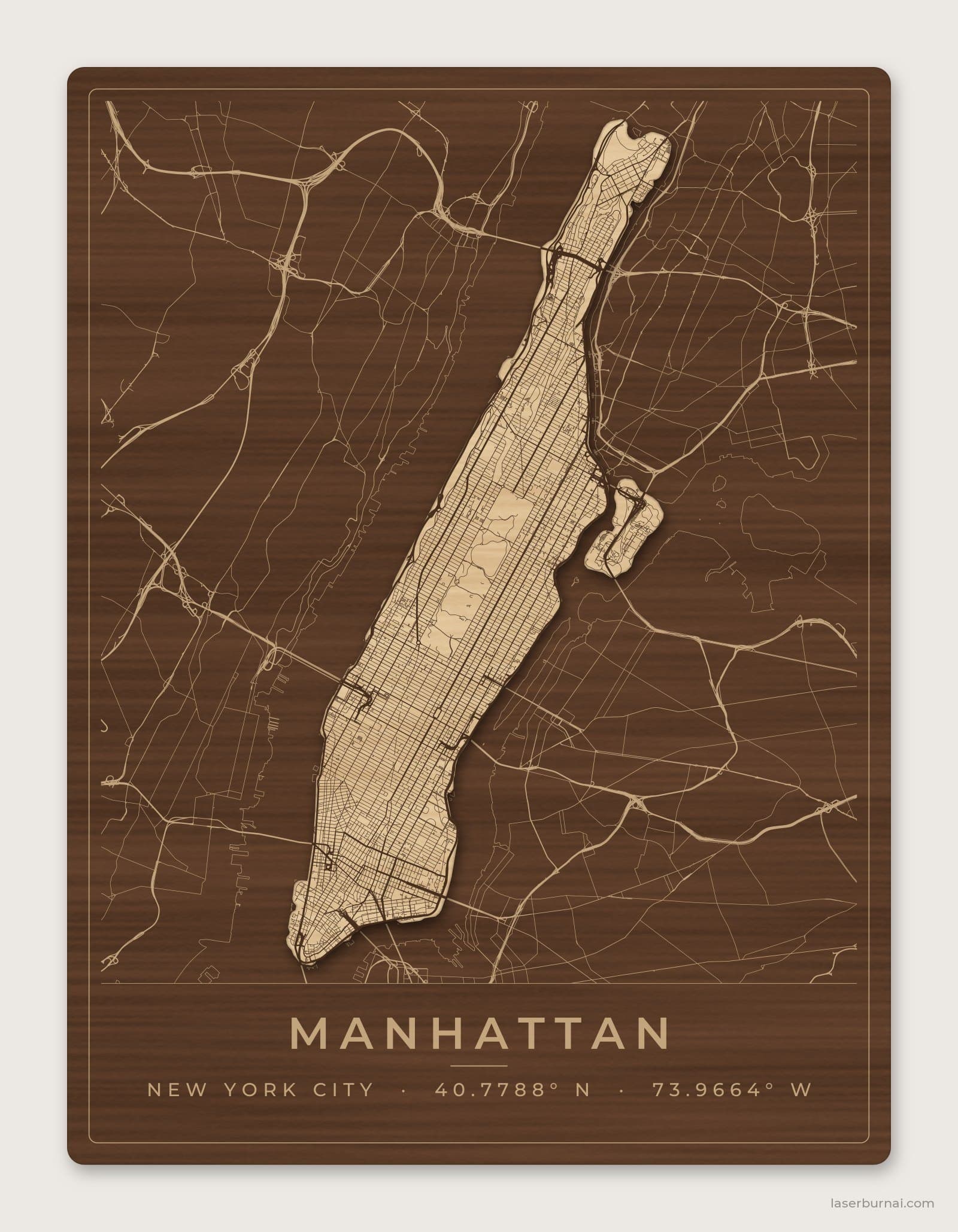Manhattan city street map SVG and printable wall art preview