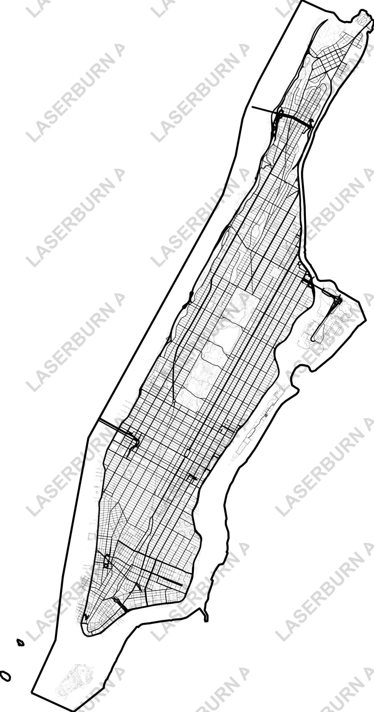 Detailed Manhattan city street map SVG preview for laser engraving and printable wall art