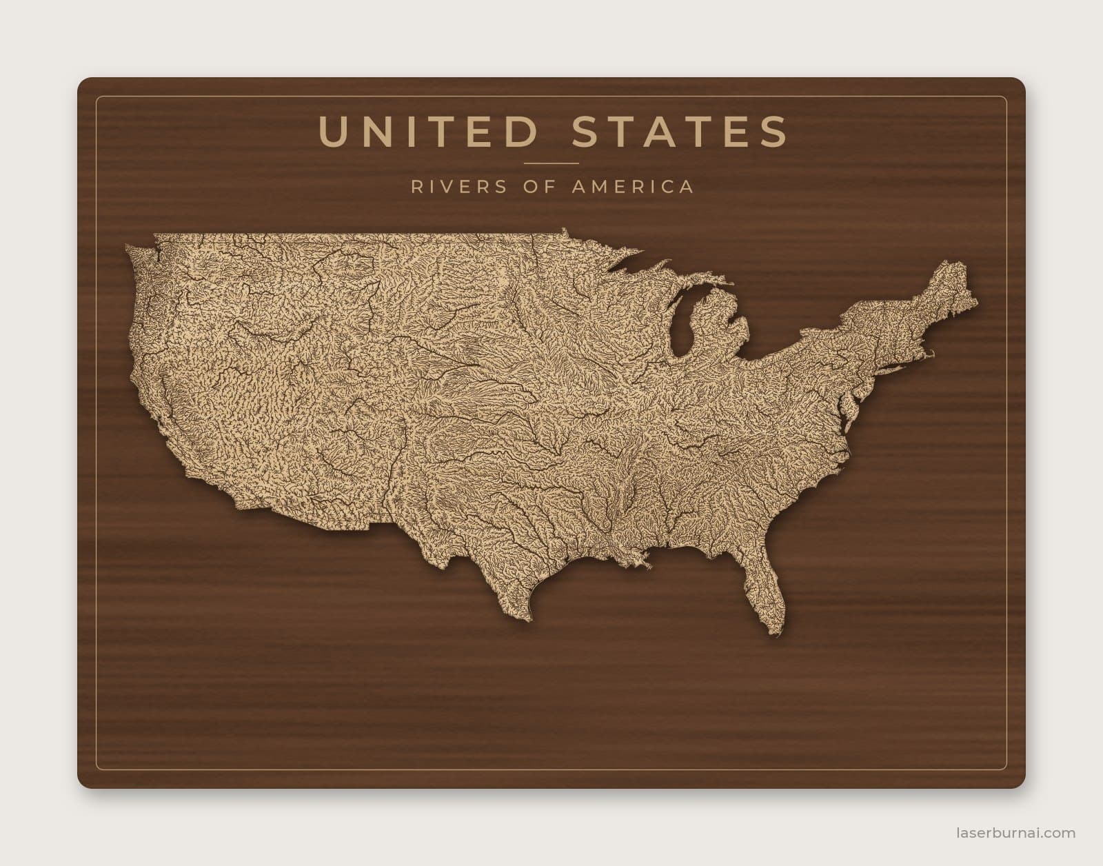 USA watershed and river map SVG printable wall art preview