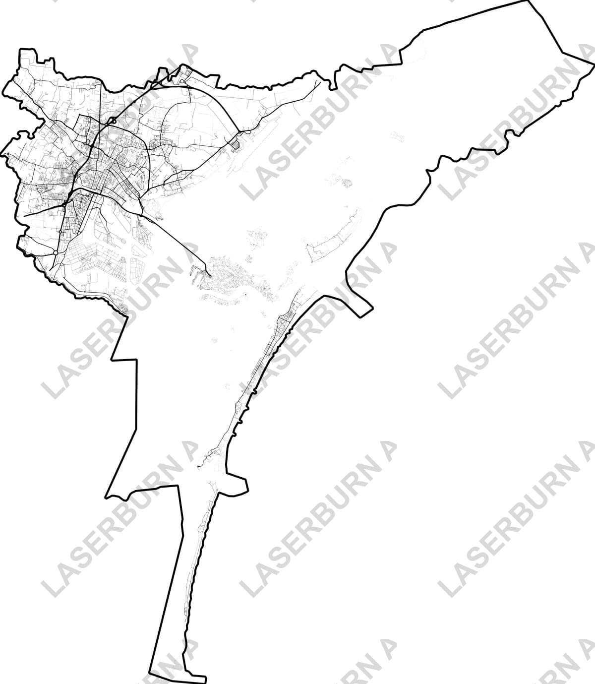 Venice Italy street and canal map SVG preview for laser engraving