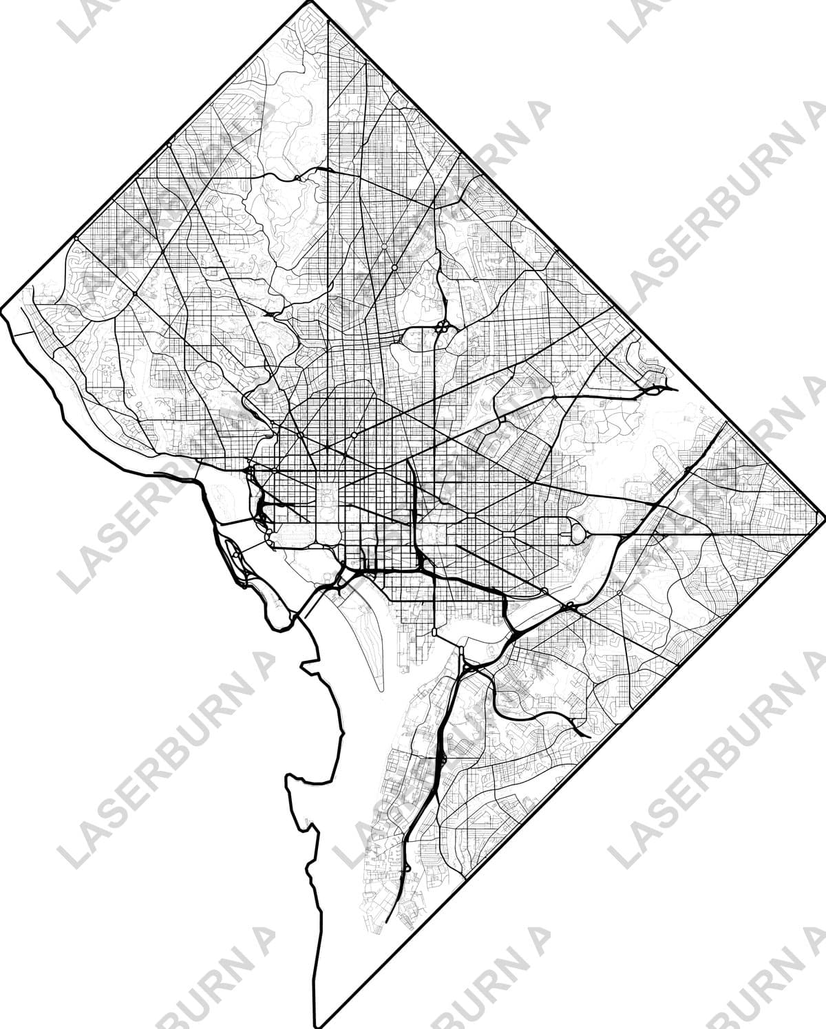 Washington DC street map SVG preview showing the capital city road network