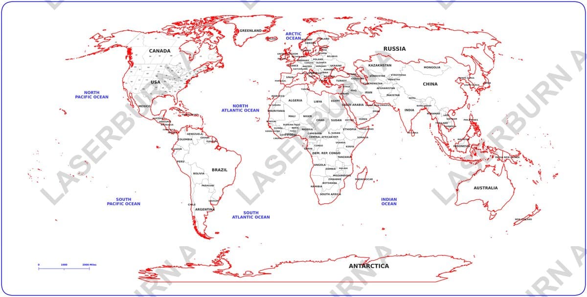 Two-layer world map SVG preview with country labels and ocean backboard