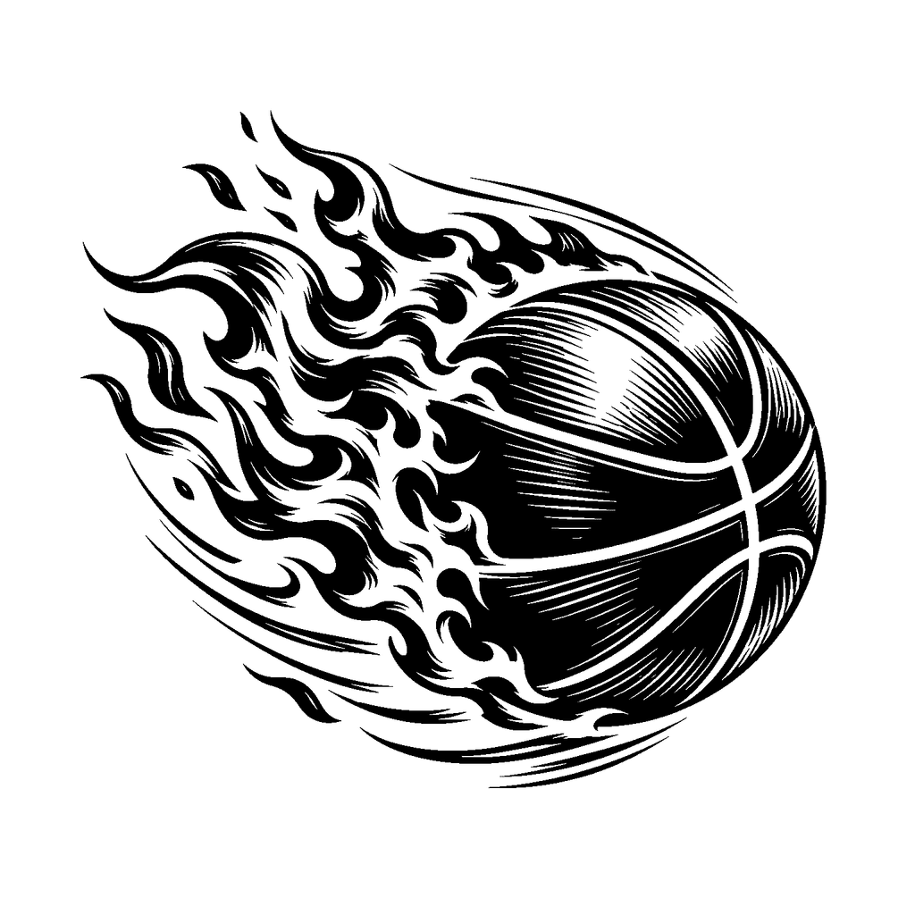 Free flaming basketball laser engraving SVG