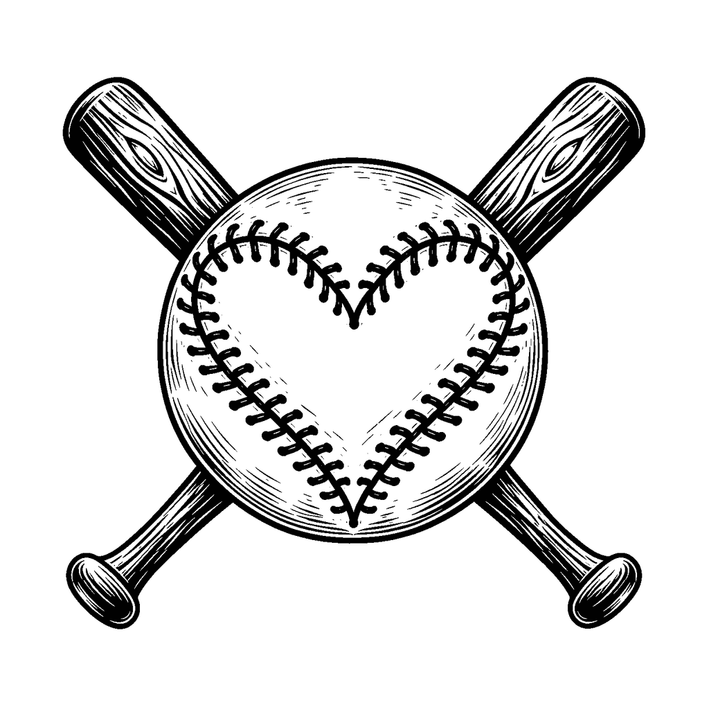 Free baseball stitch heart laser SVG