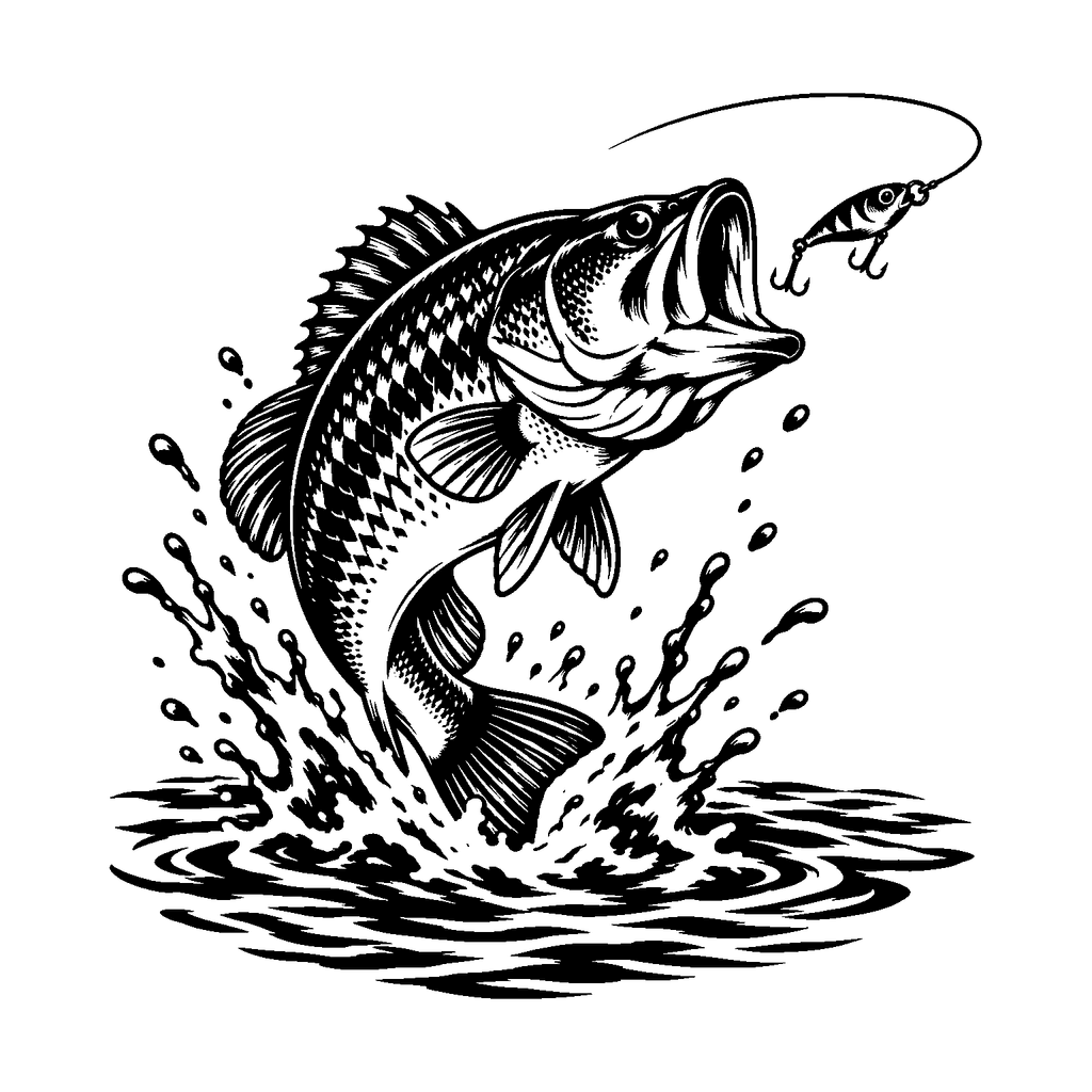 Free leaping bass fishing laser engraving SVG