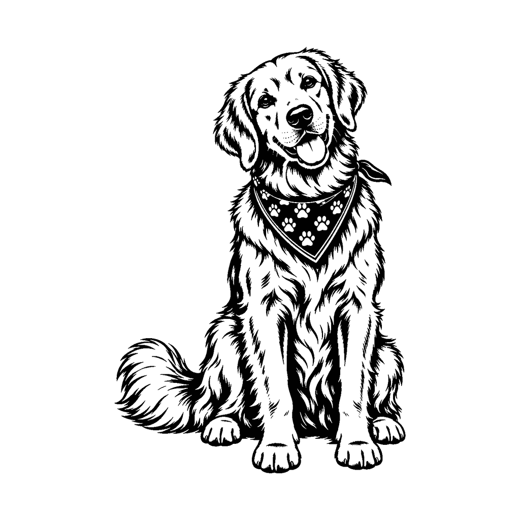 Free sitting dog with bandana laser SVG