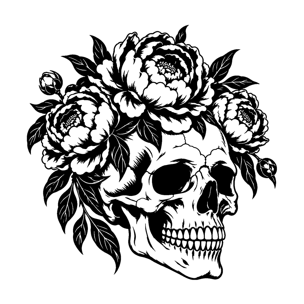 Free floral skull laser engraving SVG