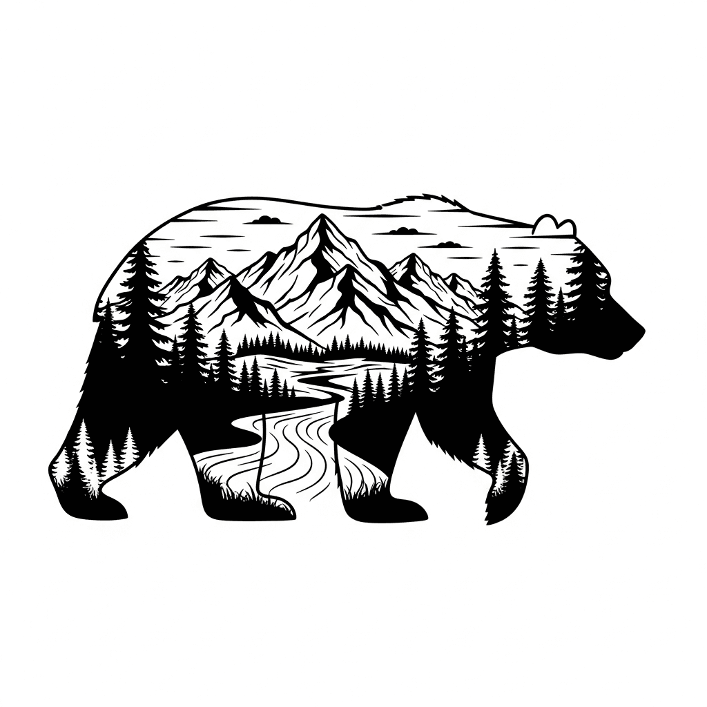 Free bear mountain double exposure laser file