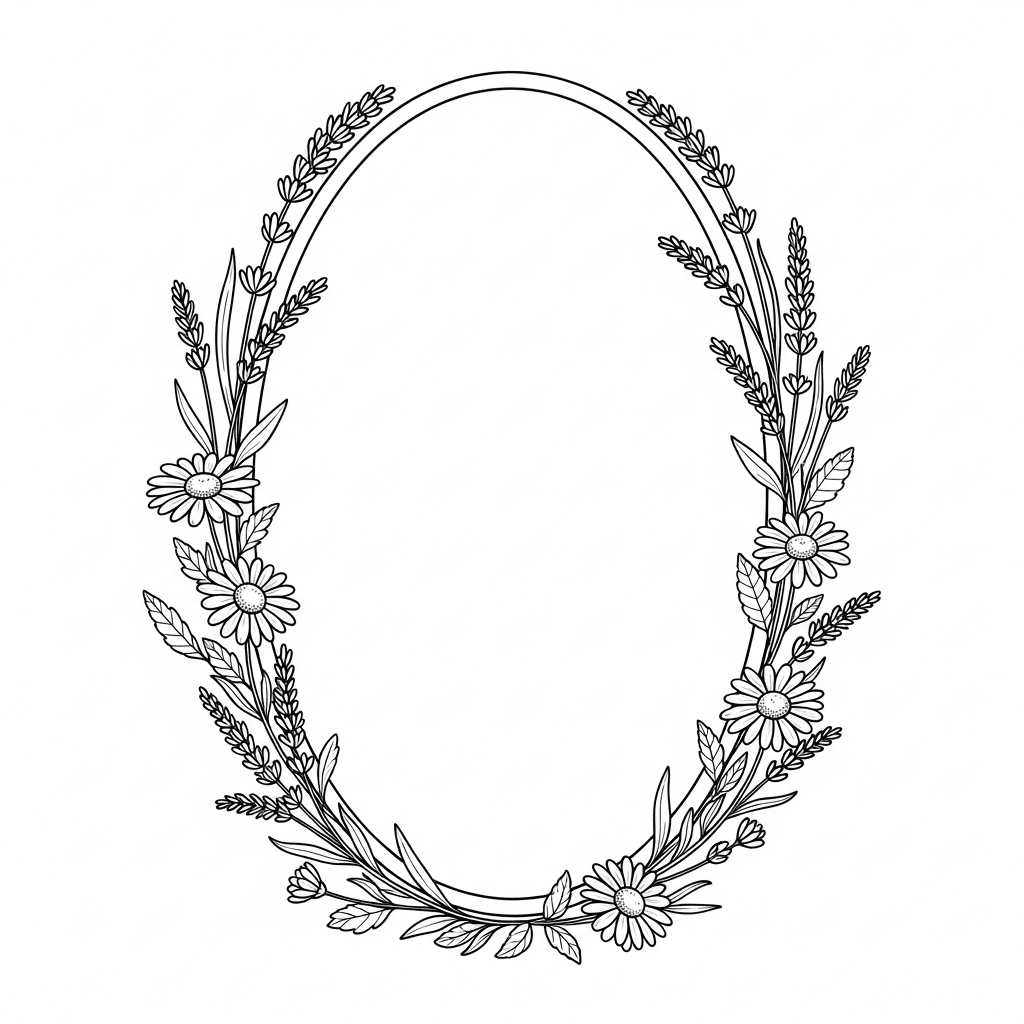 Free wildflower oval photo frame laser file