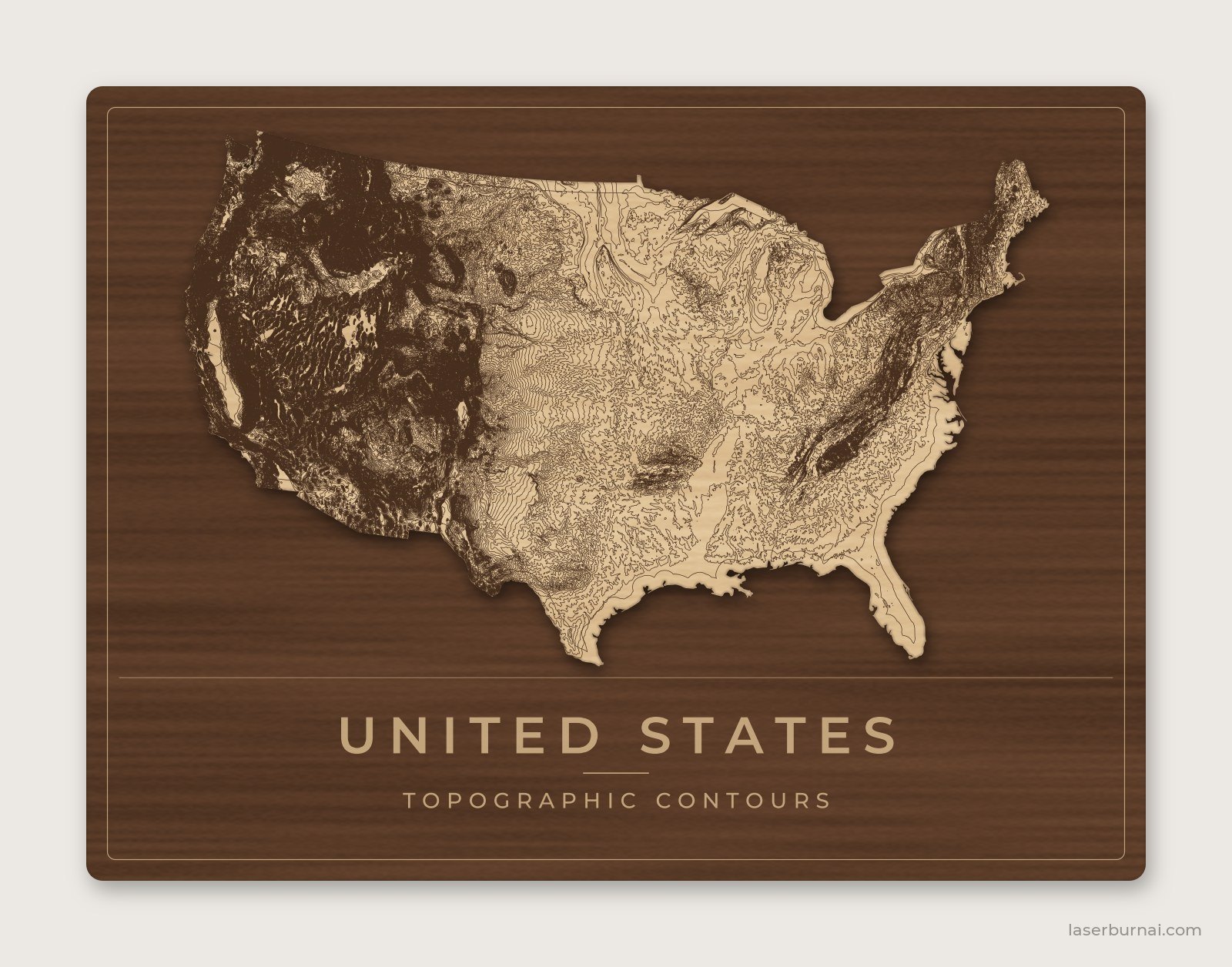 USA Topographic Contour Map SVG | Laser Cut Elevation Files